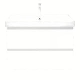 Viseća kupaonski ormarić s keramičkim umivaonikom SAT B-Way 1 u bijeloj boji, 79x50x45 cm.