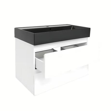 Viseća kupaonski ormarić s keramičkim umivaonikom SAT B-Way 1 u sjajnoj bijeloj boji, 79x50x45 cm.