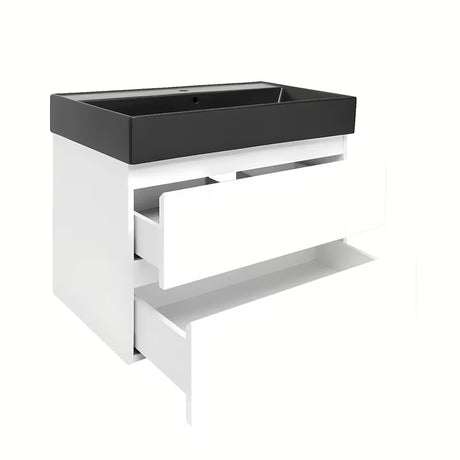 Viseća kupaonski ormarić s keramičkim umivaonikom SAT B-Way 1 u sjajnoj bijeloj boji, 79x50x45 cm.