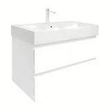 Viseća ormarić s keramičkim umivaonikom SAT B-Way 1 u sjajnoj bijeloj boji s dvije ladice.