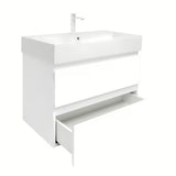 Viseća ormarić s keramičkim umivaonikom SAT B-Way 1 u sjajnoj bijeloj boji s dvije ladice.