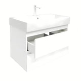 Viseća ormarić s keramičkim umivaonikom SAT B-Way 1 u sjajnoj bijeloj boji s dvije ladice.