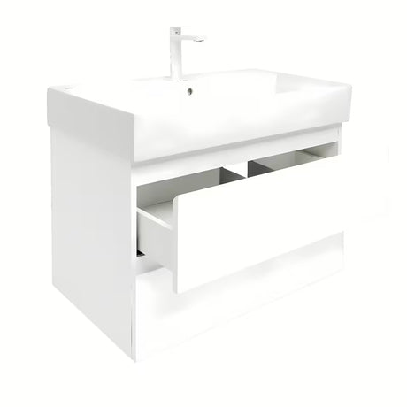 Viseća ormarić s keramičkim umivaonikom SAT B-Way 1 u sjajnoj bijeloj boji s dvije ladice.