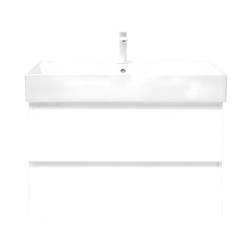 Viseća ormarić s keramičkim umivaonikom SAT B-Way 1 u sjajnoj bijeloj boji s dvije ladice.