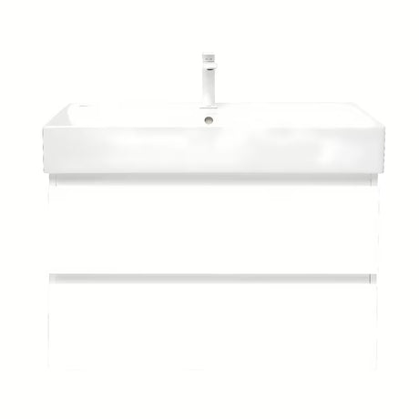 Viseća ormarić s keramičkim umivaonikom SAT B-Way 1 u sjajnoj bijeloj boji s dvije ladice.