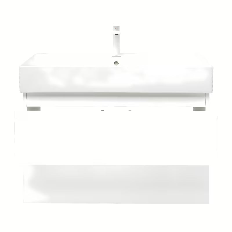 Viseća ormarić s keramičkim umivaonikom SAT B-Way 1 u sjajnoj bijeloj boji s dvije ladice.