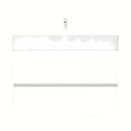 Viseća ormarić s keramičkim umivaonikom SAT B-Way 1 u sjajnoj bijeloj boji s dvije ladice.