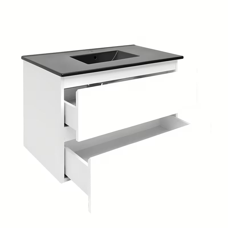 Viseća kupaonski ormarić s umivaonikom SAT B-Way 1 u sjajnoj bijeloj boji s dvije ladice