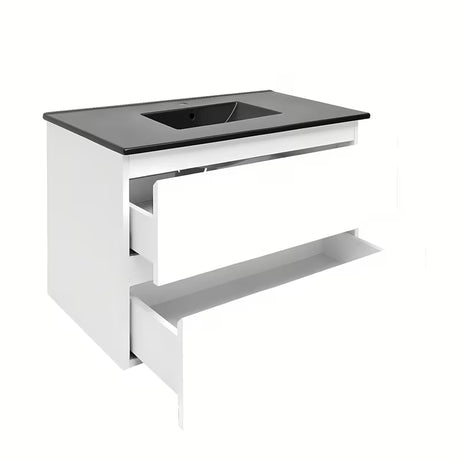 Viseća kupaonski ormarić s umivaonikom SAT B-Way 1 u sjajnoj bijeloj boji s dvije ladice