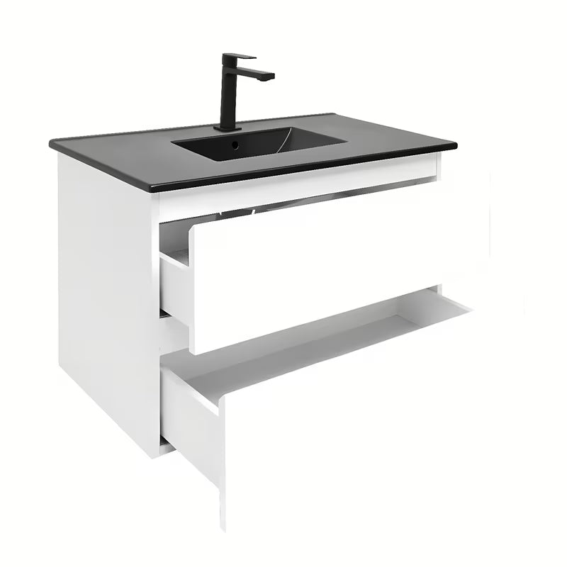 Viseća kupaonski ormarić SAT B-Way 1 s umivaonikom u sjajnoj bijeloj boji s dvije ladice