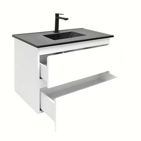 Viseća kupaonski ormarić SAT B-Way 1 s umivaonikom u sjajnoj bijeloj boji s dvije ladice