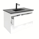 Viseća kupaonski ormarić SAT B-Way 1 s umivaonikom u sjajnoj bijeloj boji s dvije ladice