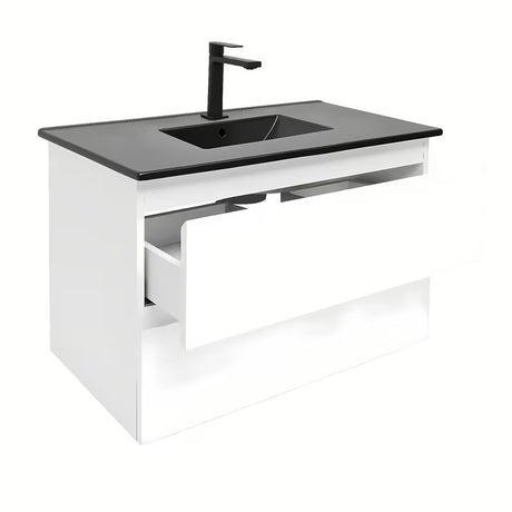 Viseća kupaonski ormarić SAT B-Way 1 s umivaonikom u sjajnoj bijeloj boji s dvije ladice