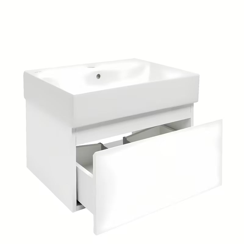 Viseća kupaonski ormarić SAT B-Way 1 s keramičkim umivaonikom u bijelom sjaju, 59x30x45 cm