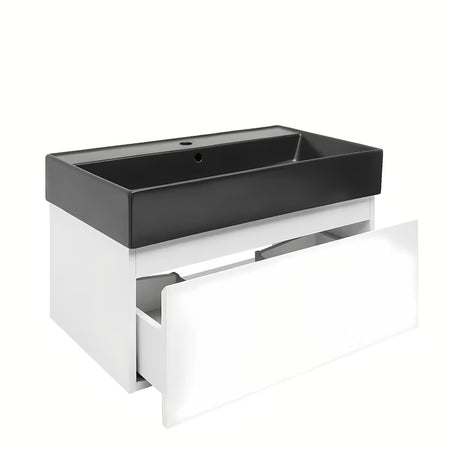 Viseća kupaonski ormarić s keramičkim umivaonikom SAT B-Way 1 u sjajno bijeloj boji