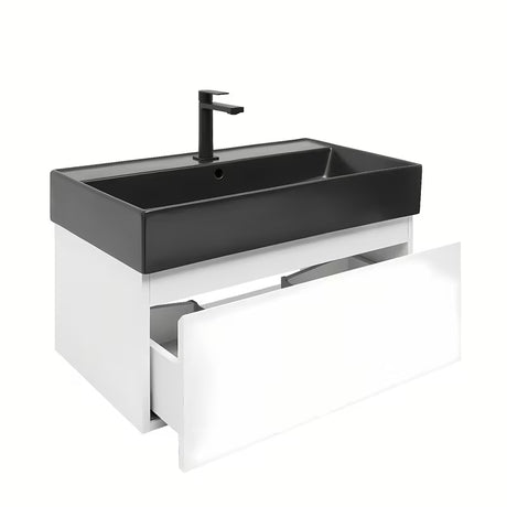 Viseća kupaonski ormarić s keramičkim umivaonikom SAT B-Way 1 u sjajno bijeloj boji 79x45x30 cm.