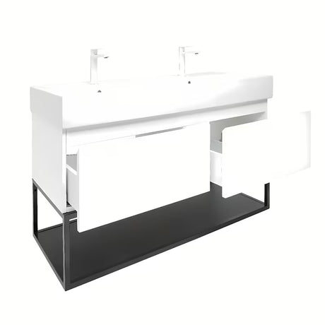 Viseća ormarić SAT B-Way s dvostrukim umivaonikom u sjajno bijeloj boji 119x45x30 cm