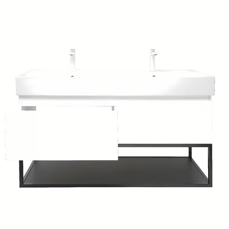 Viseća ormarić SAT B-Way s dvostrukim umivaonikom u sjajno bijeloj boji 119x45x30 cm
