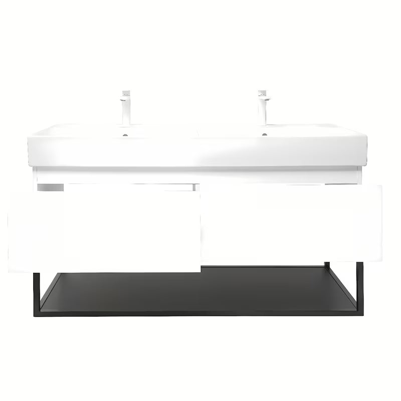 Viseća ormarić SAT B-Way s dvostrukim umivaonikom u sjajno bijeloj boji 119x45x30 cm