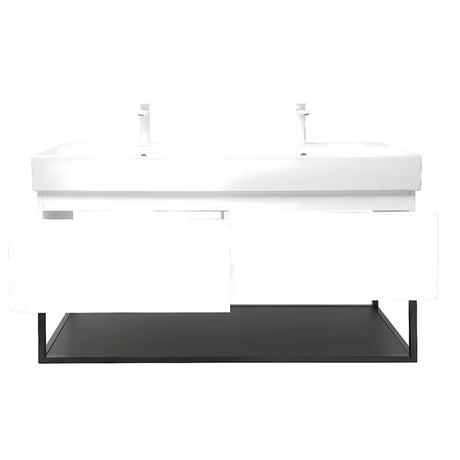 Viseća ormarić SAT B-Way s dvostrukim umivaonikom u sjajno bijeloj boji 119x45x30 cm
