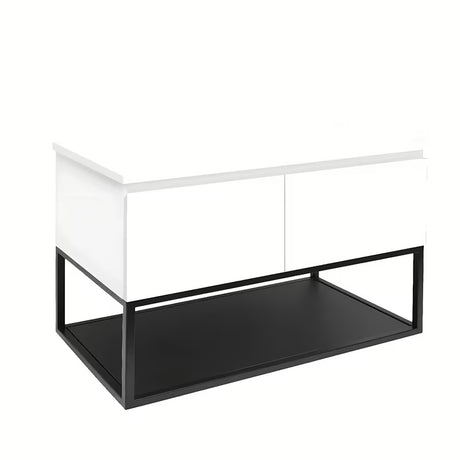 Viseća kupaonski ormarić SAT B-Way u sjajnoj bijeloj boji s pokrovnom pločom i crnim metalnim okvirom