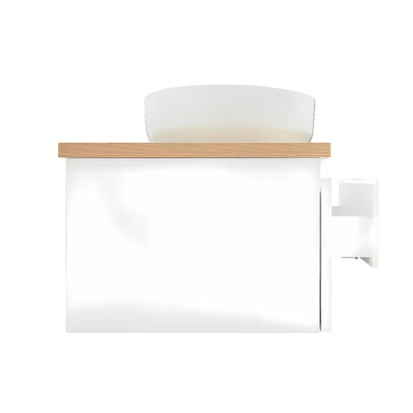 Viseća kupaonski ormarić SAT B-Way u bijelom sjaju s pokrovnom pločom u dekoru hrasta i s dvama umivaonicima na ploču.