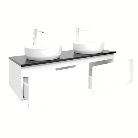 Viseća kupaonski ormarić SAT B-Way 119x45x30 cm u sjajnoj bijeloj boji s pokrovnom pločom