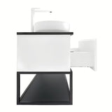 Viseća kupaonski ormarić SAT B-Way u sjajnoj bijeloj boji s pokrovnom pločom od lijevanog kamena