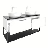 Viseća kupaonski ormarić SAT B-Way u bijeloj sjajnoj boji s granitnom pokrovnom pločom