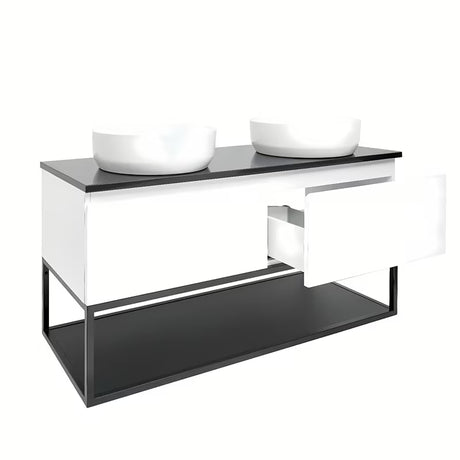 Viseća kupaonski ormarić SAT B-Way u bijeloj sjajnoj boji s granitnom pokrovnom pločom