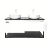 Viseća kupaonski ormarić SAT B-Way u bijeloj sjajnoj boji s granitnom pokrovnom pločom