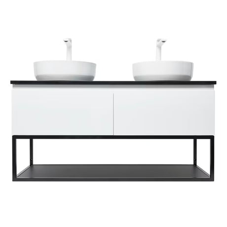 Viseća kupaonski ormarić SAT B-Way u bijeloj sjajnoj boji s granitnom pokrovnom pločom