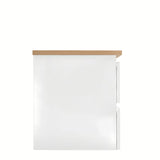 Viseća kupaonski ormarić SAT B-Way u sjajno bijeloj boji s hrastovom pokrovnom pločom i četiri ladice.