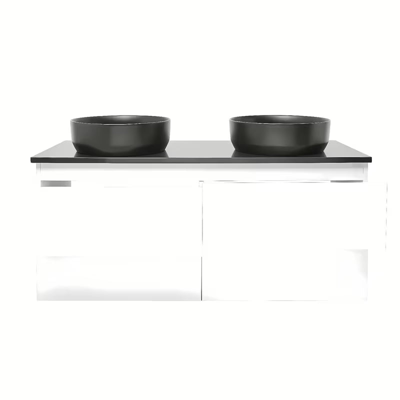 Viseća kupaonski ormarić SAT B-Way u bijeloj boji, sjajna izvedba s pokrovnom pločom