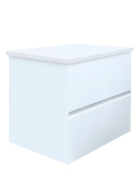 Viseća kupaonski ormarić SAT B-Way u sjajno bijeloj boji s pokrovnom pločom i s dvije ladice