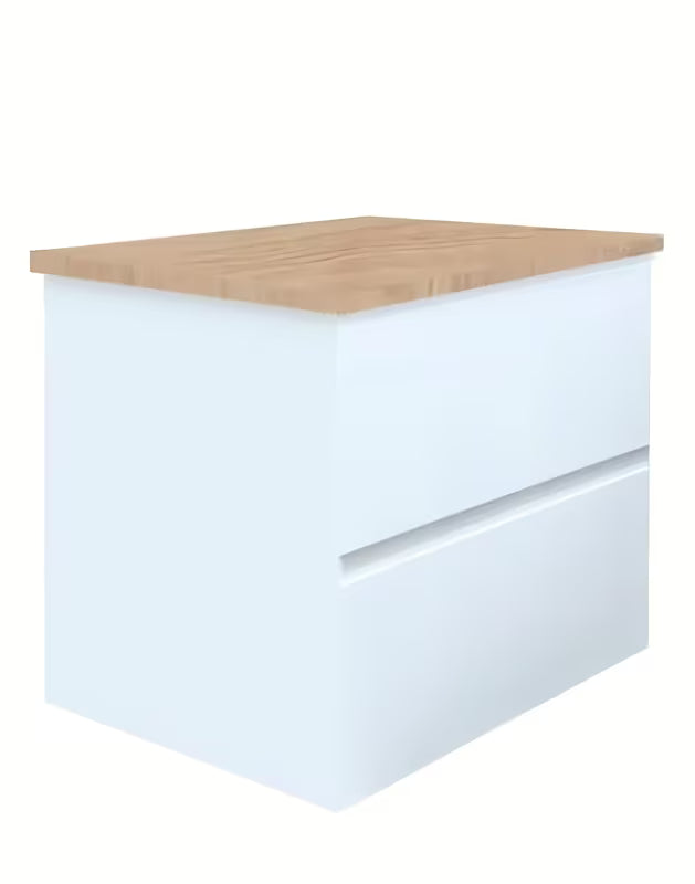 Viseća kupaonski ormarić SAT B-Way u sjajnoj bijeloj boji s pokrovnom pločom u dekoru hrasta