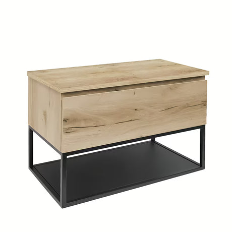 Viseća kupaonski ormarić SAT B-Way u dekoru hrasta s pokrovnom pločom i crnim metalnim okvirom