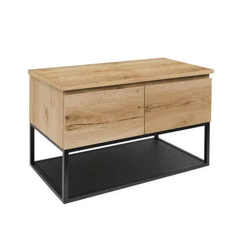 Viseća kupaonski ormarić SAT B-Way s pokrovnom pločom u dekoru hrasta i crnim metalnim okvirom