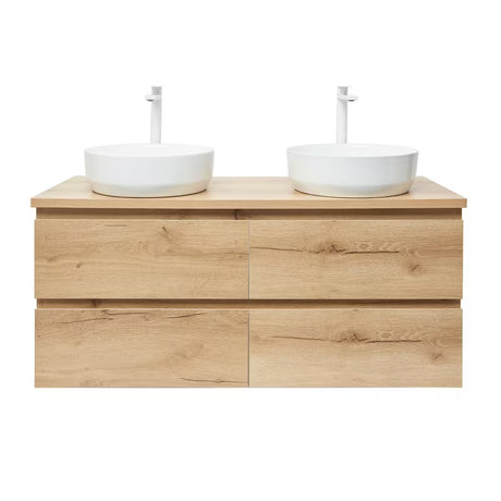 Viseća kupaonski ormarić SAT B-Way u dekoru hrasta s mat površinom i dva umivaonika