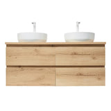 Viseća kupaonski ormarić SAT B-Way u dekoru hrasta s mat površinom i dva umivaonika