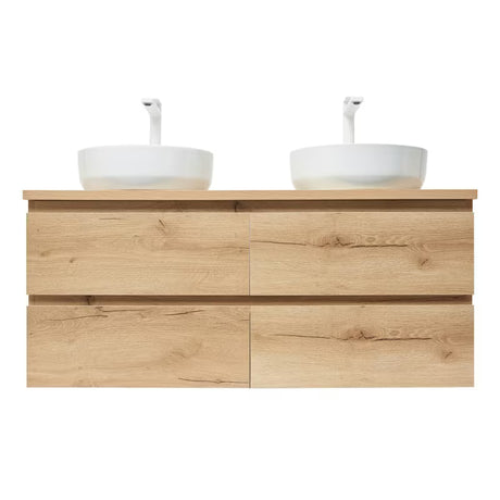 Viseća kupaonski ormarić SAT B-Way u dekoru hrasta s mat površinom i dva umivaonika