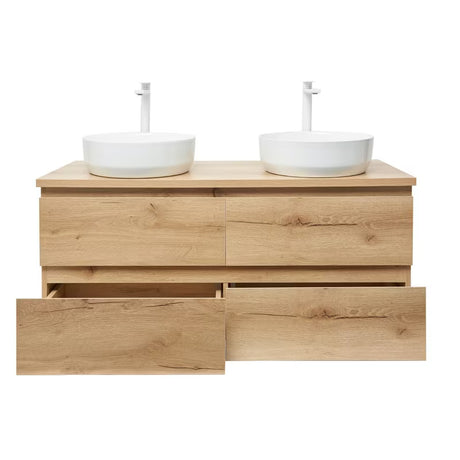 Viseća kupaonski ormarić SAT B-Way u dekoru hrasta s mat površinom i dva umivaonika