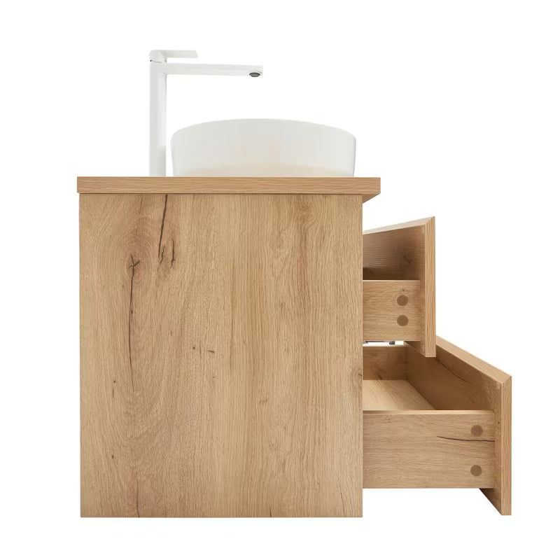 Viseća kupaonski ormarić SAT B-Way u dekoru hrasta s mat površinom i dva umivaonika