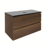 Viseća kupaonski ormarić SAT B-Way u dekoru oraha s pokrovnom pločom od prirodnog kamena