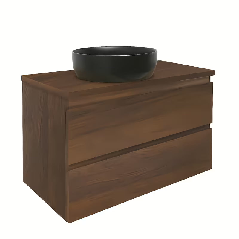 Viseća kupaonski ormarić SAT B-Way s pokrovnom pločom u dekoru oraha i dvije ladice