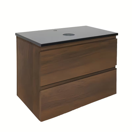 Viseća kupaonski ormarić SAT B-Way u dekoru oraha s pokrovnom pločom Naturel Gobi black sjaj