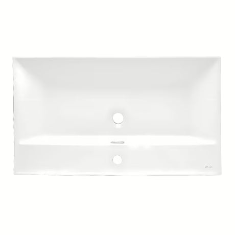 Namještajni keramički umivaonik SAT B-Way u mat bijeloj boji s odlagališnim plohama i otvorom pro slavinu u sredini.