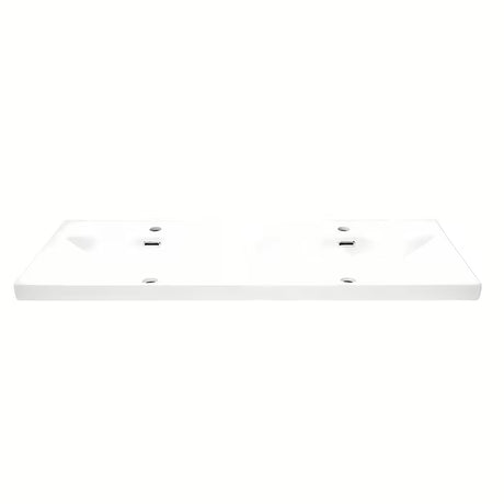 Bijeli keramički namještajni dvostruki umivaonik SAT B-Way s dva otvora pro slavinu i preljevom