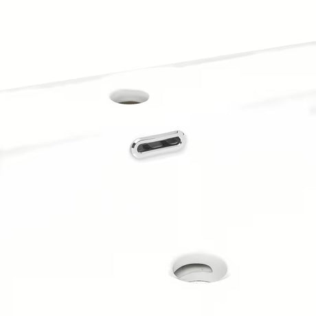 Bijeli sjajni keramički umivaonik za kupaonski ormarić SAT B-Way s sa središnjim otvorom pro slavinu i preljevom.