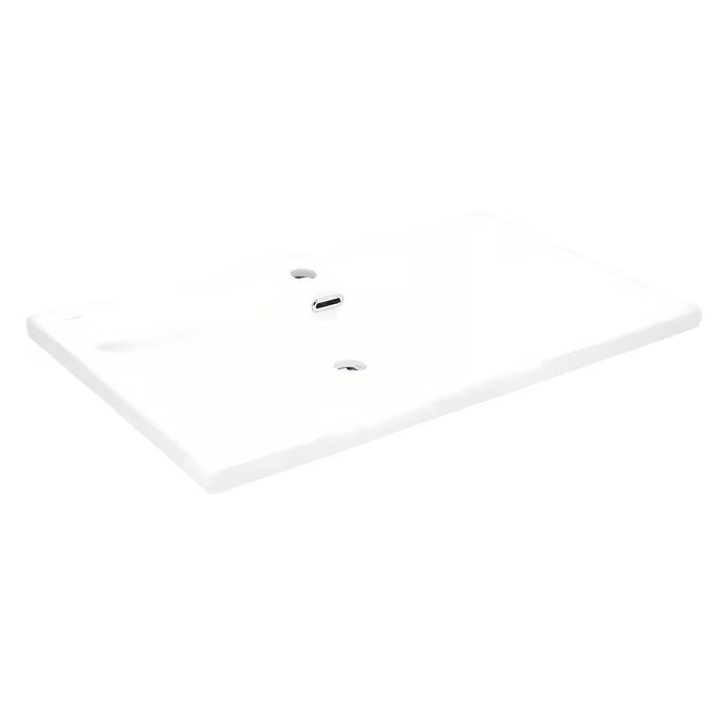 Bijeli keramički umivaonik za kupaonski ormarić SAT B-Way 81x46 cm s odlagališnom plohom desno i otvorom pro slavinu u sredini.